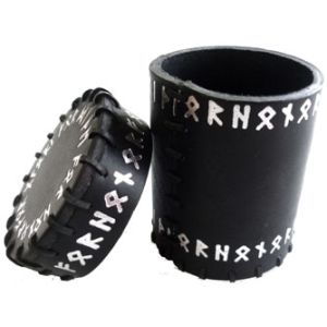 Leather Dice Cup: Black Runic
